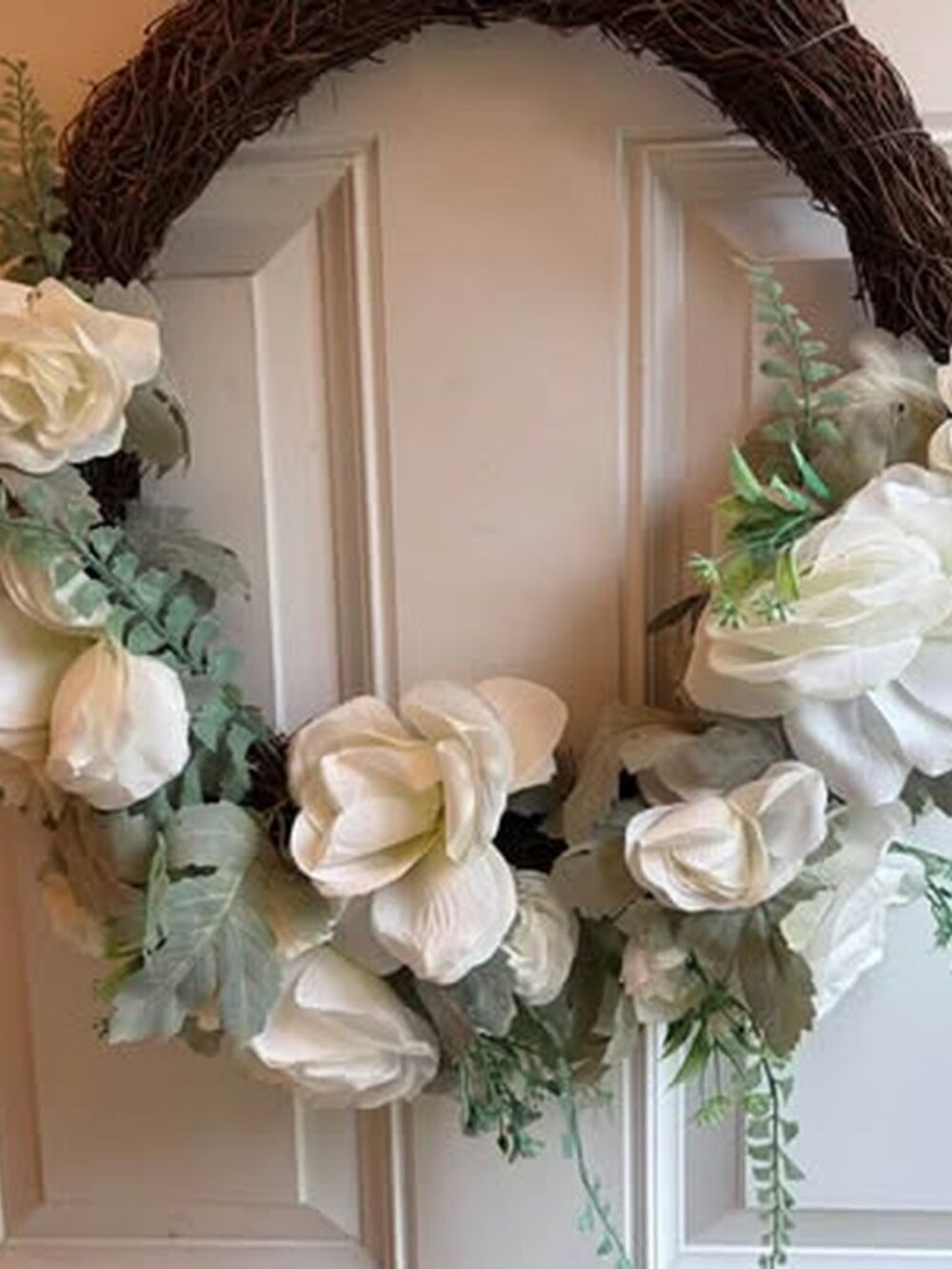White Floral Grapevine Wreath